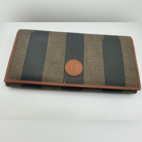 Fendi - Brown/Tan Pequin Coated Canvas and Leather Long...